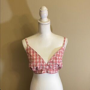 Old Navy Pink Plaid Women's pajamas top bra